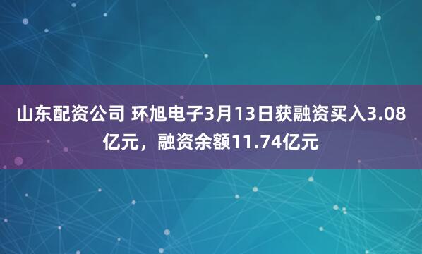 山东配资公司 环旭电子3月13日获融资买入3.08亿元，融资余额11.74亿元